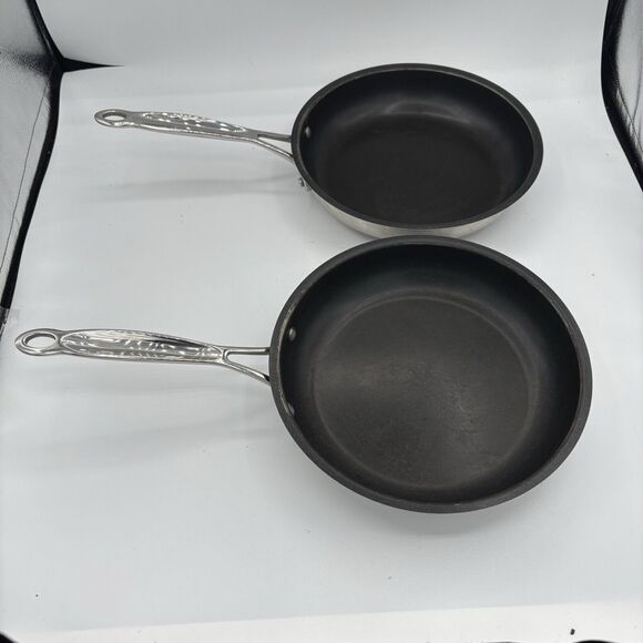 Cuisinart 8" Skillet Frying Pans Lot of 2 Stainless Steel Non Stick 722-20NS F4